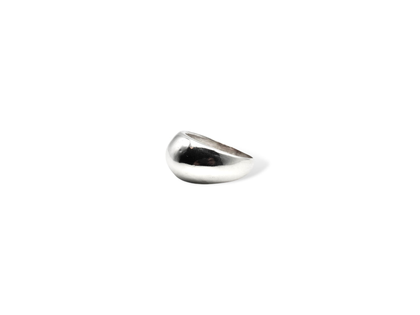 Silver dome ring on white background. Handmade by Soul Full Studio using lost wax cast and metalsmithing techniques. Semifine and fine jewelry.