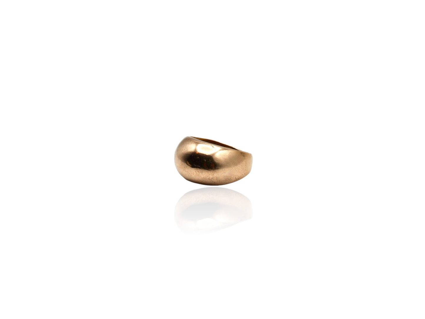 Bronze dome ring on white background. Handmade by Soul Full Studio using lost wax cast and metalsmithing techniques. Semifine and fine jewelry.