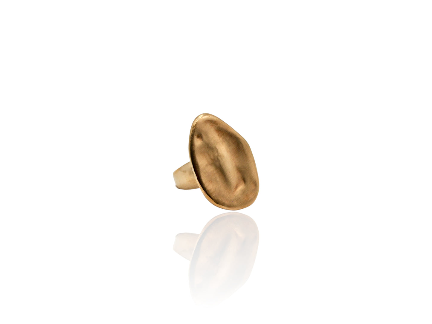 Bronze ring displayed on white background. Bronze ring with sculpted organic design and texture. Ring is designed by soul full studio and handmade with lost wax casting and metal smithing techniques. Jewelry inspired by Georgia Okeefe