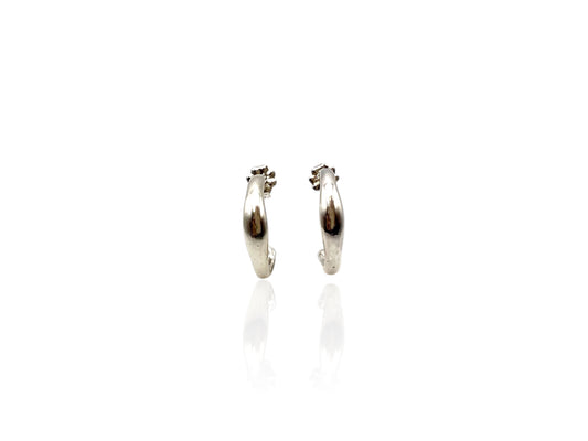 Soul full studio small silver hoops front view displayed on white background. 
