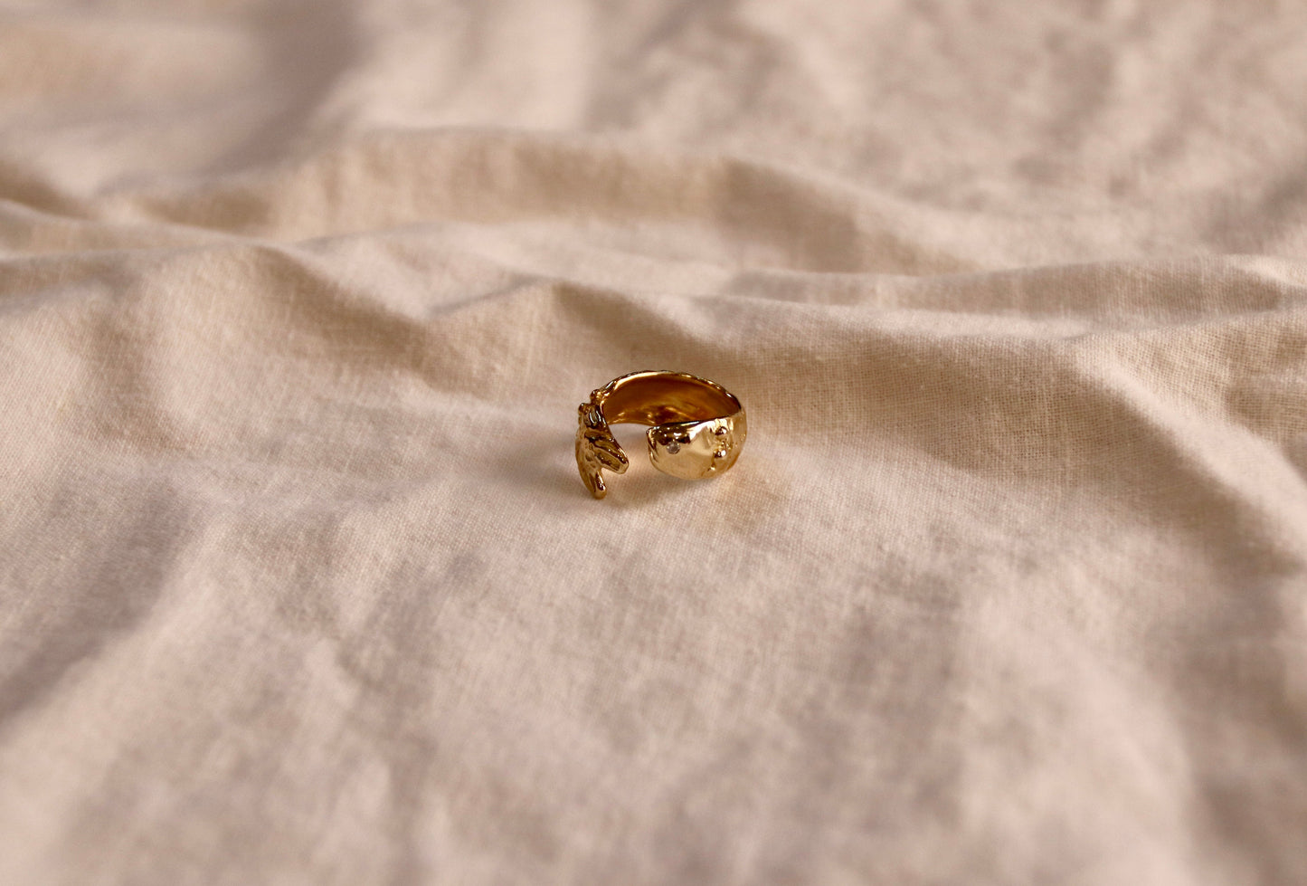 Handcrafted Tide Keeper Fish Ring inspired by the ocean’s rhythm and natural beauty. A sculptural, semi-adjustable statement ring made for sea lovers.