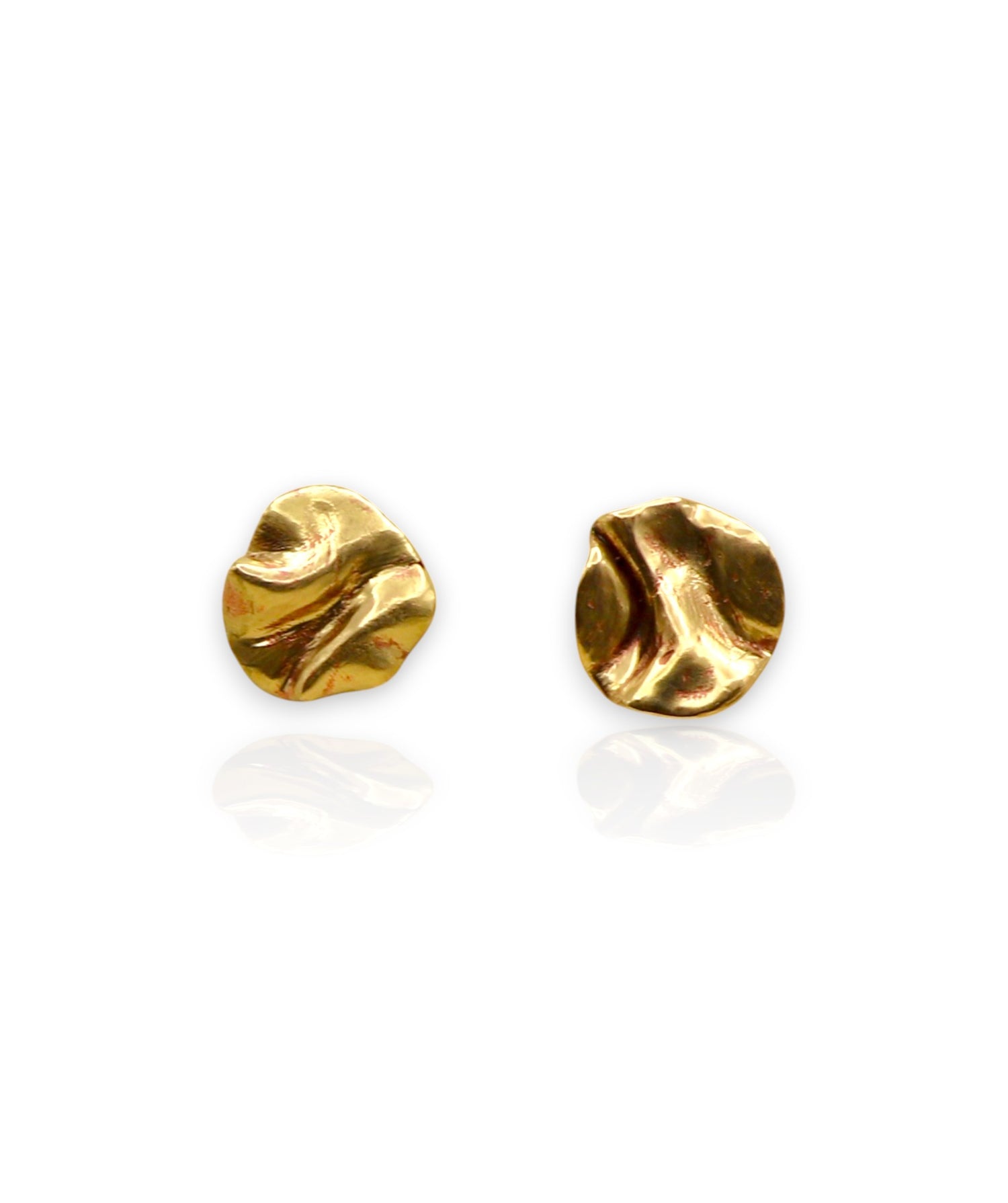 pair of yellow brass eternal waters earrings. displayed on white background. 